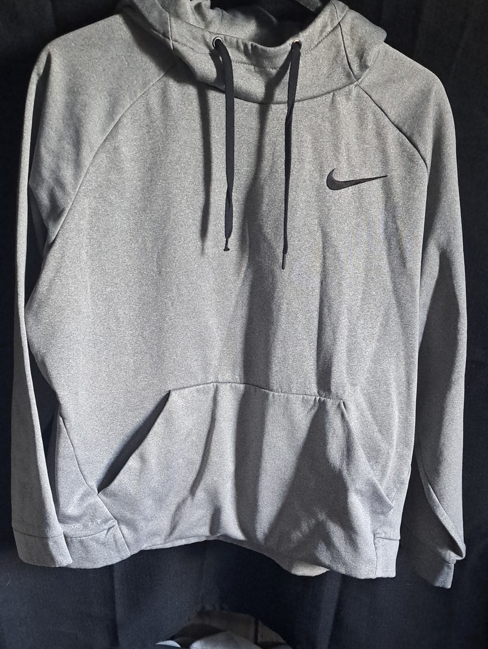 Men's Nike Gray Hooded Pullover with Black Swoosh